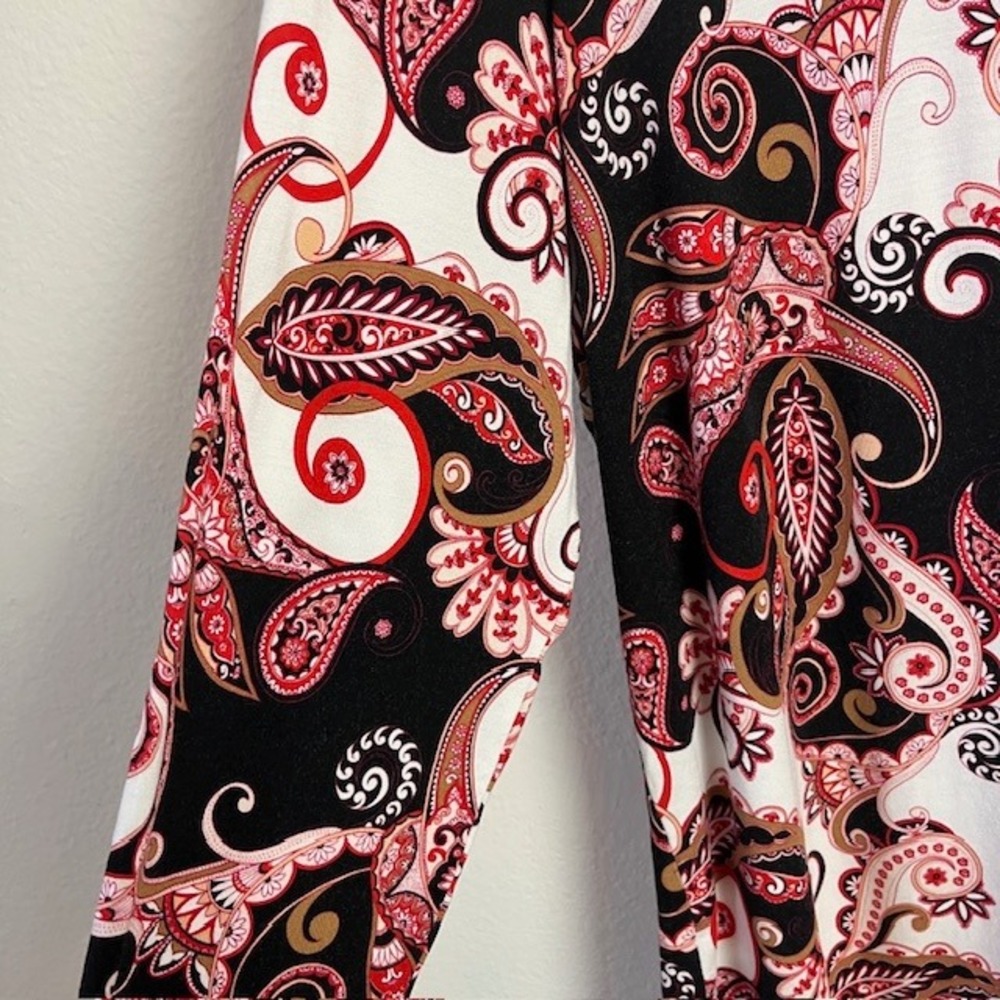 Chico's Paisley‎ Print Long Sleeve Top Sz 3 (XL) Artsy Elegant Casual Boho - Picture 3 of 10
